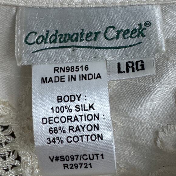 Vintage Silk Lattice Lace Jacket Off White Size L Cottagecore Grandmacore Boho - Picture 7 of 10